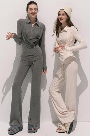 Soft Crewneck Knitwear Trouser Set-Up