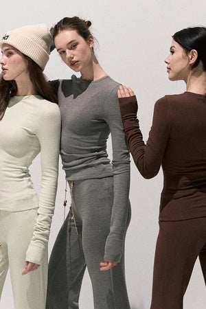 Soft Crewneck Knitwear Trouser Set-Up