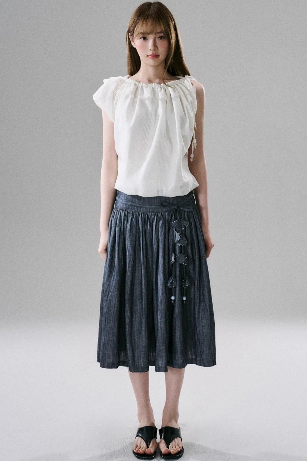 Soft Floral Belted Summer Skirt