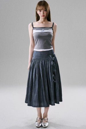 Soft Floral Belted Summer Skirt