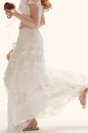 Soft Floral Gauze Midi Skirt