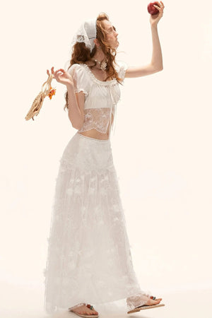 Soft Floral Gauze Midi Skirt