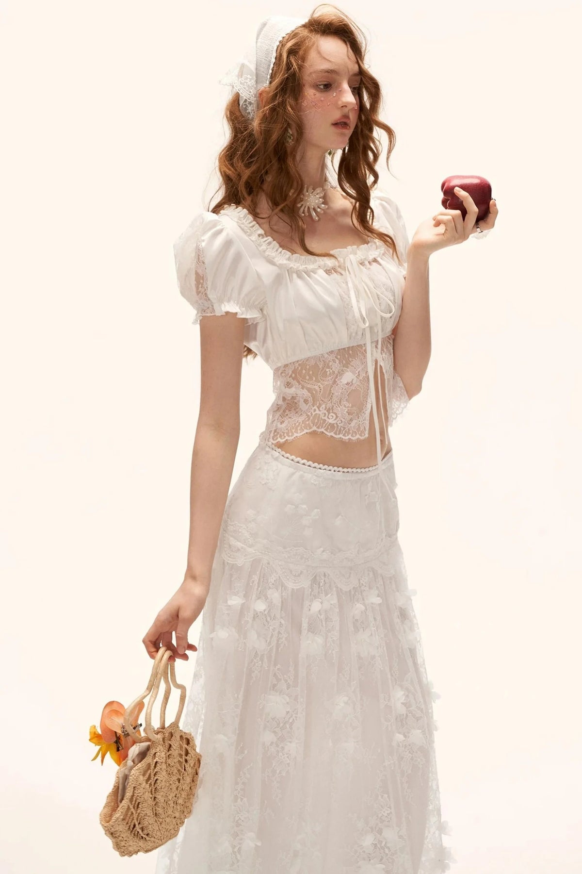 Soft Floral Gauze Midi Skirt