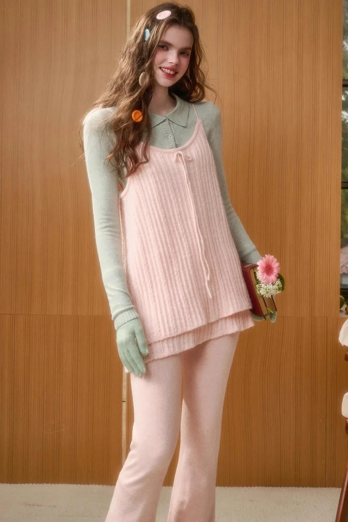 Soft Gemstone Wool Pants Set-Up