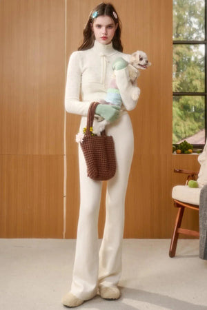 Soft Gemstone Wool Pants Set-Up