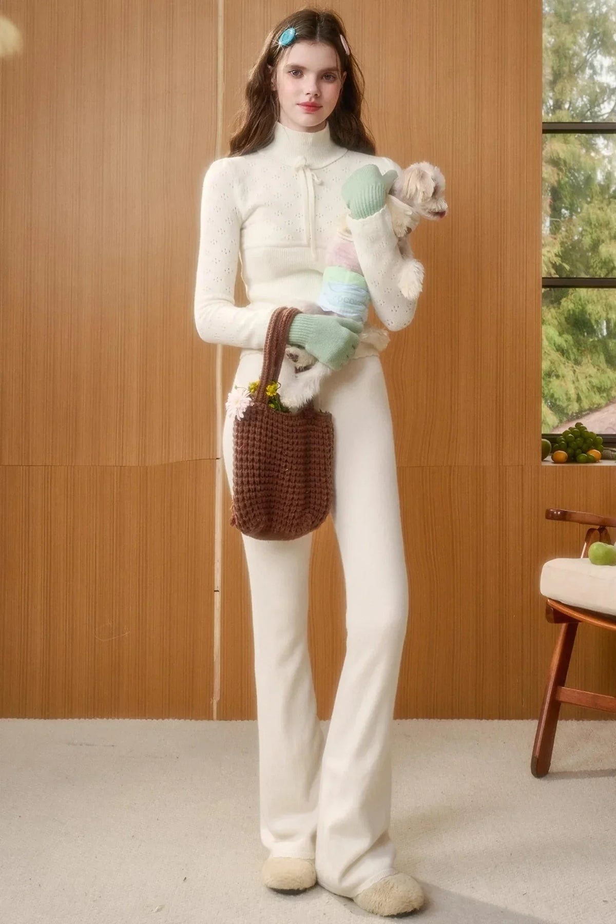 Soft Gemstone Wool Pants Set-Up