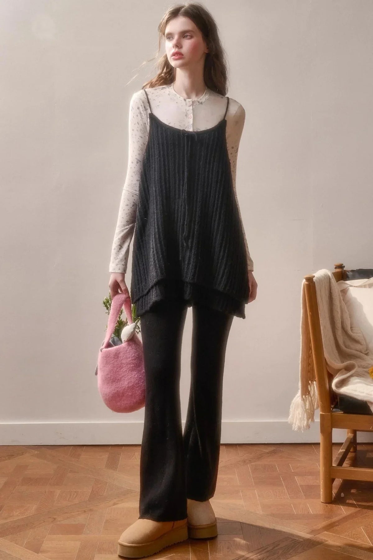 Soft Gemstone Wool Pants Set-Up