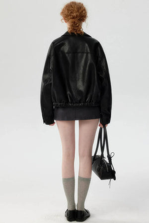 Soft Leather Lapel Jacket
