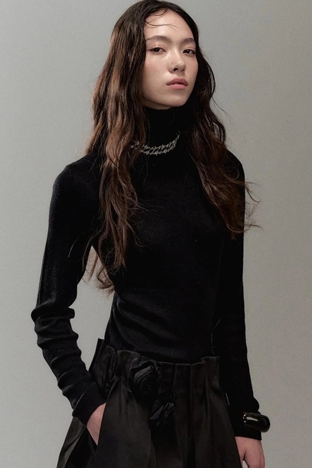 Soft Light Wool Turtleneck Top