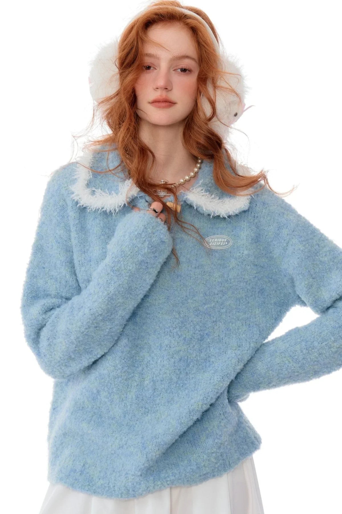Soft Loose Polo Doll Collar Sweater