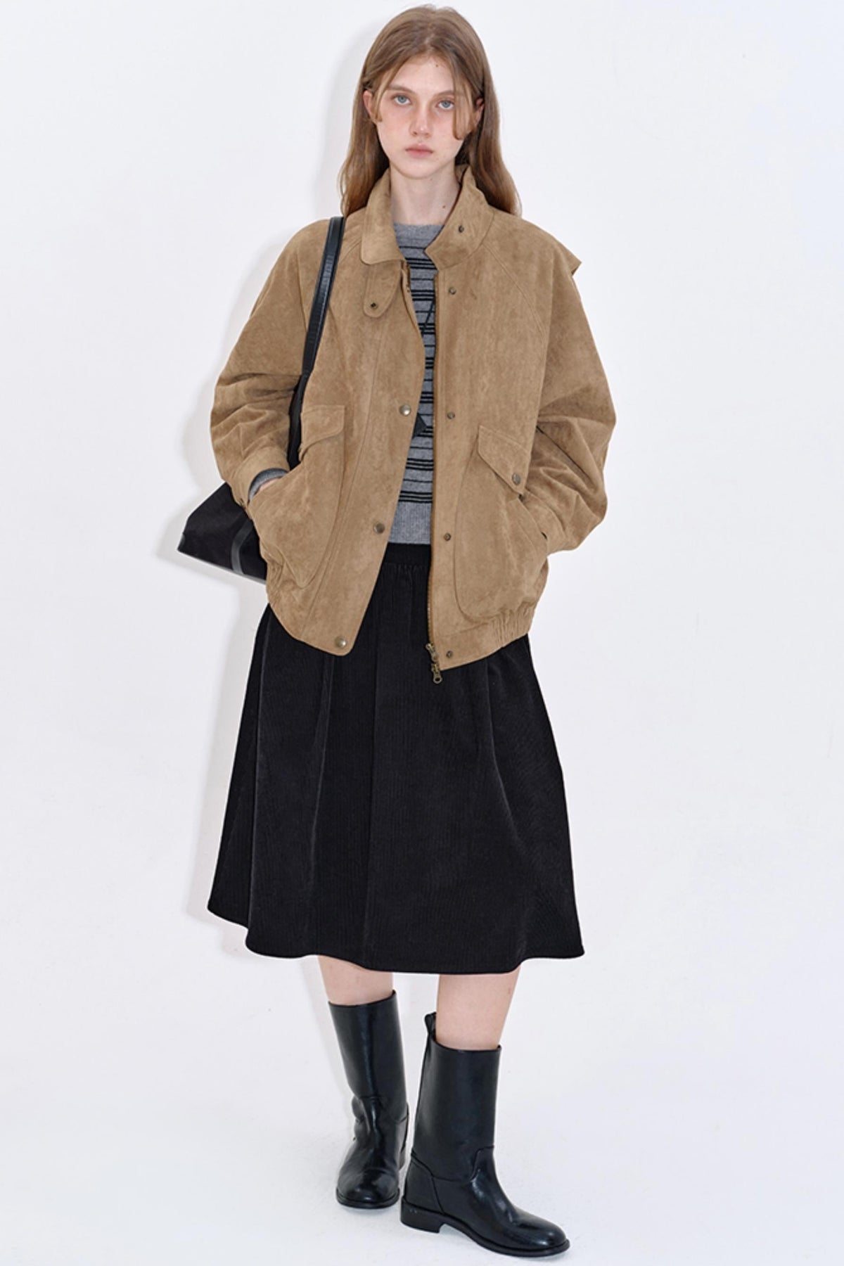 Soft Mist Khaki Suede Leather Jacket