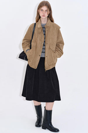 Soft Mist Khaki Suede Leather Jacket