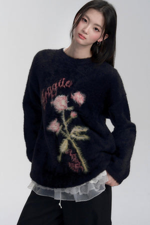 Soft Oversized Rose Sweater
