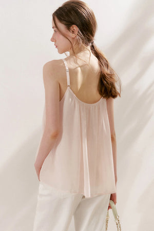 Soft Peach Camisole With Cream Cardigan Set-Up