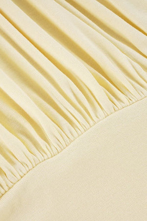 Solid Color Halter V-Neck Backless Ruched Dress