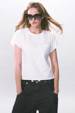 Solid Color Rolled Hem T-Shirt