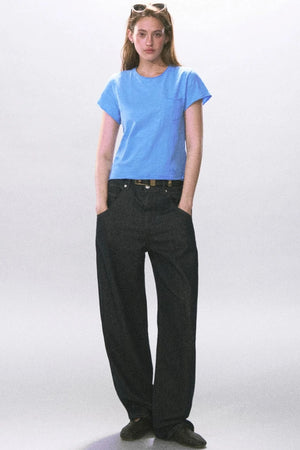 Solid Color Rolled Hem T-Shirt