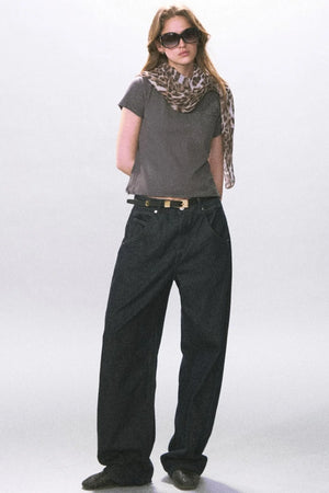 Solid Color Rolled Hem T-Shirt