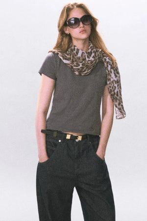 Solid Color Rolled Hem T-Shirt