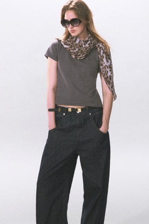 Solid Color Rolled Hem T-Shirt