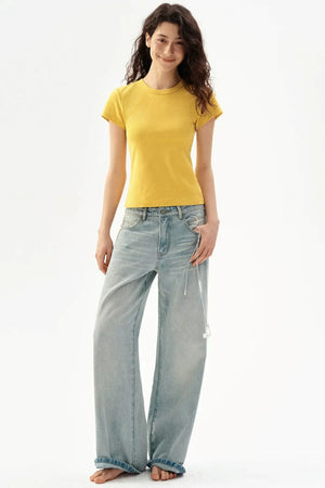 Solid Color Slim-Fit Top