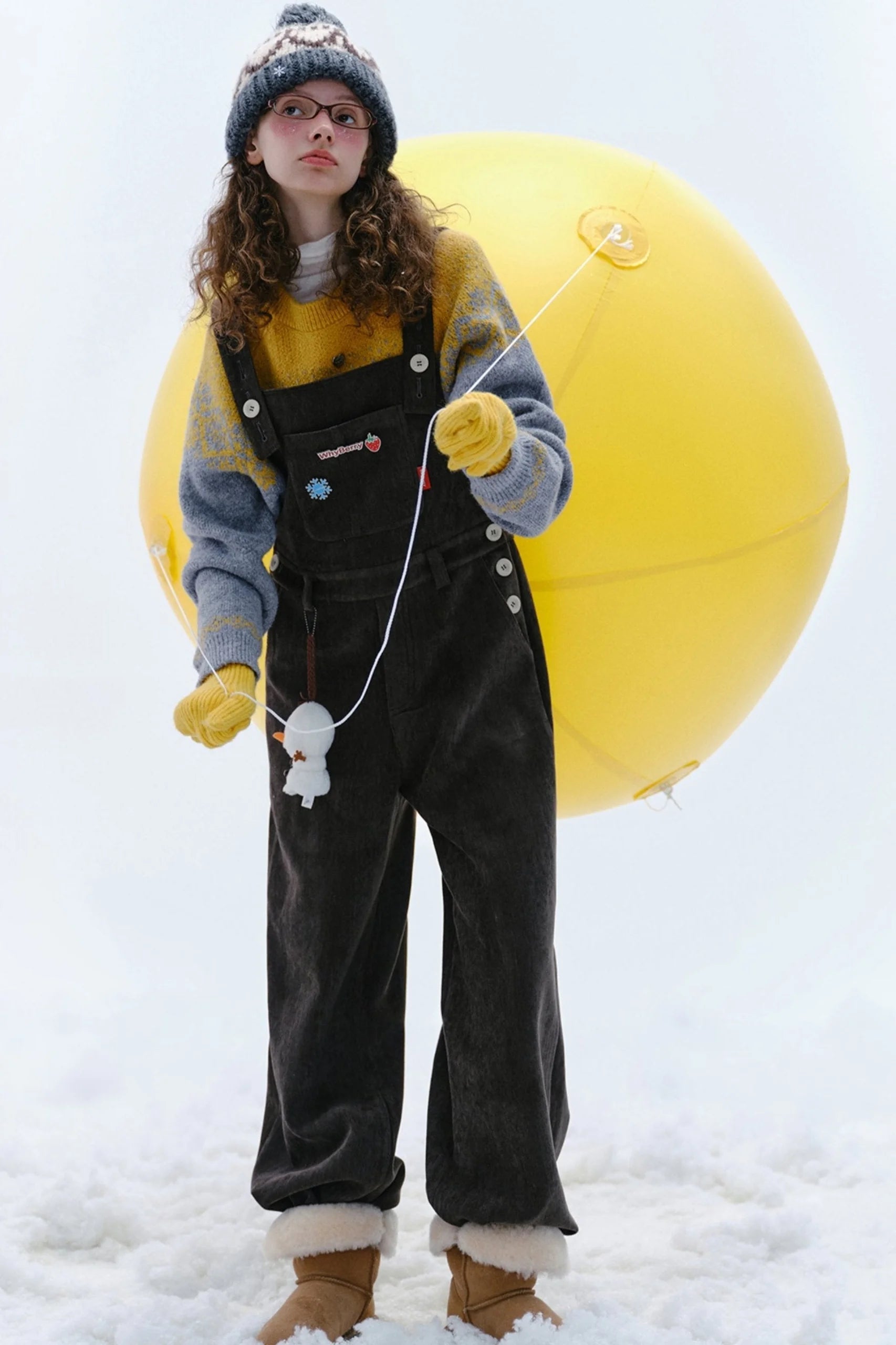 Solid Color Soft Heart Overalls Pants