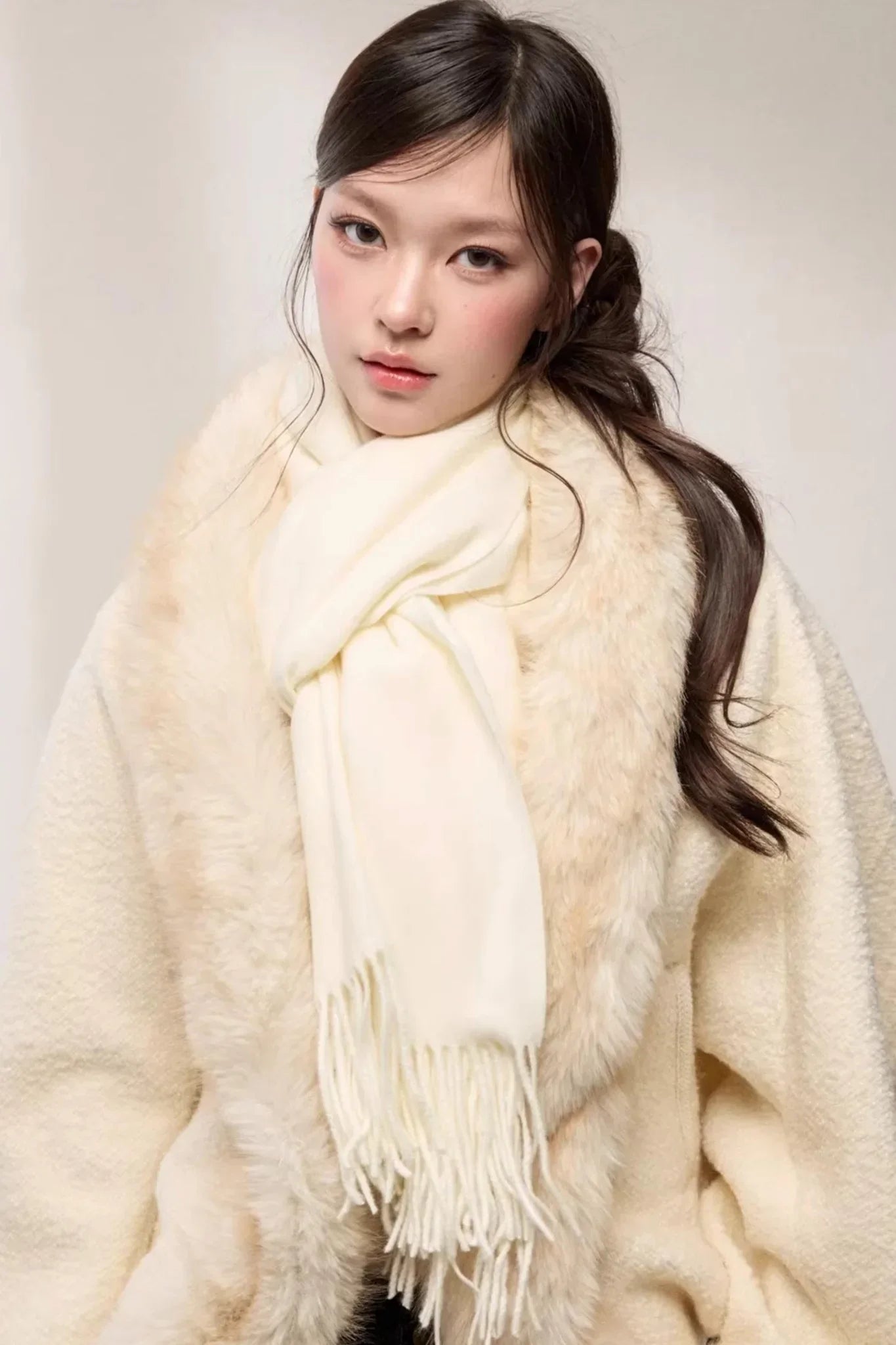 Solid Color Tassel Scarf