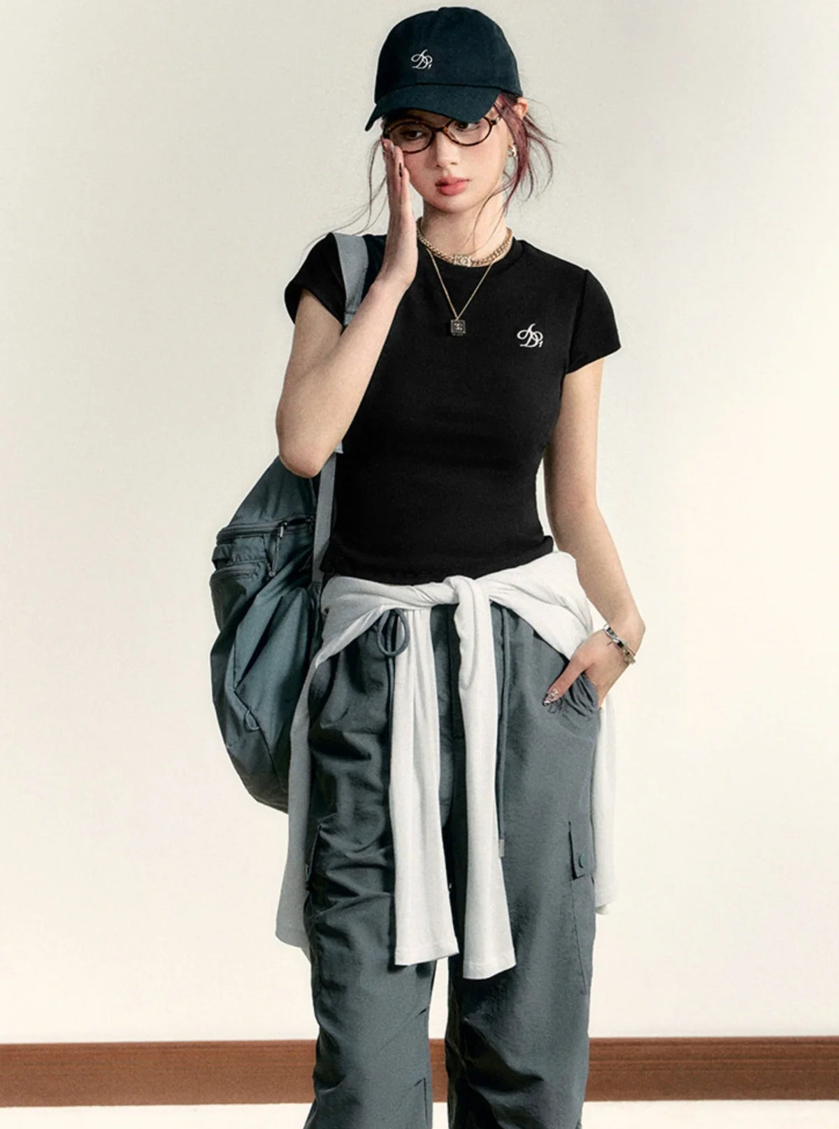 Solid Crew Neck Crop Top