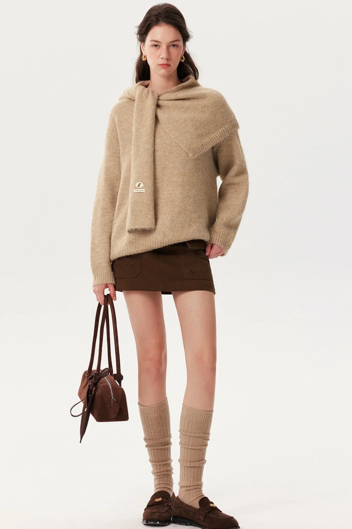 Solid Knitwear Two-Piece Top Set