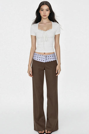 Solid Lace Trim Crop Top