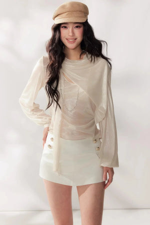 Solid Satin A-Line Skirt