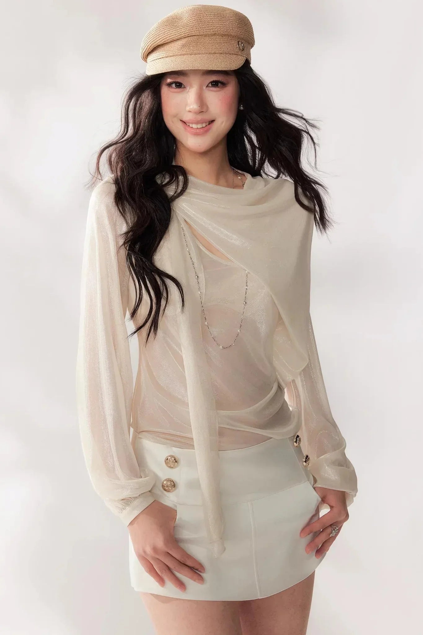 Solid Satin A-Line Skirt