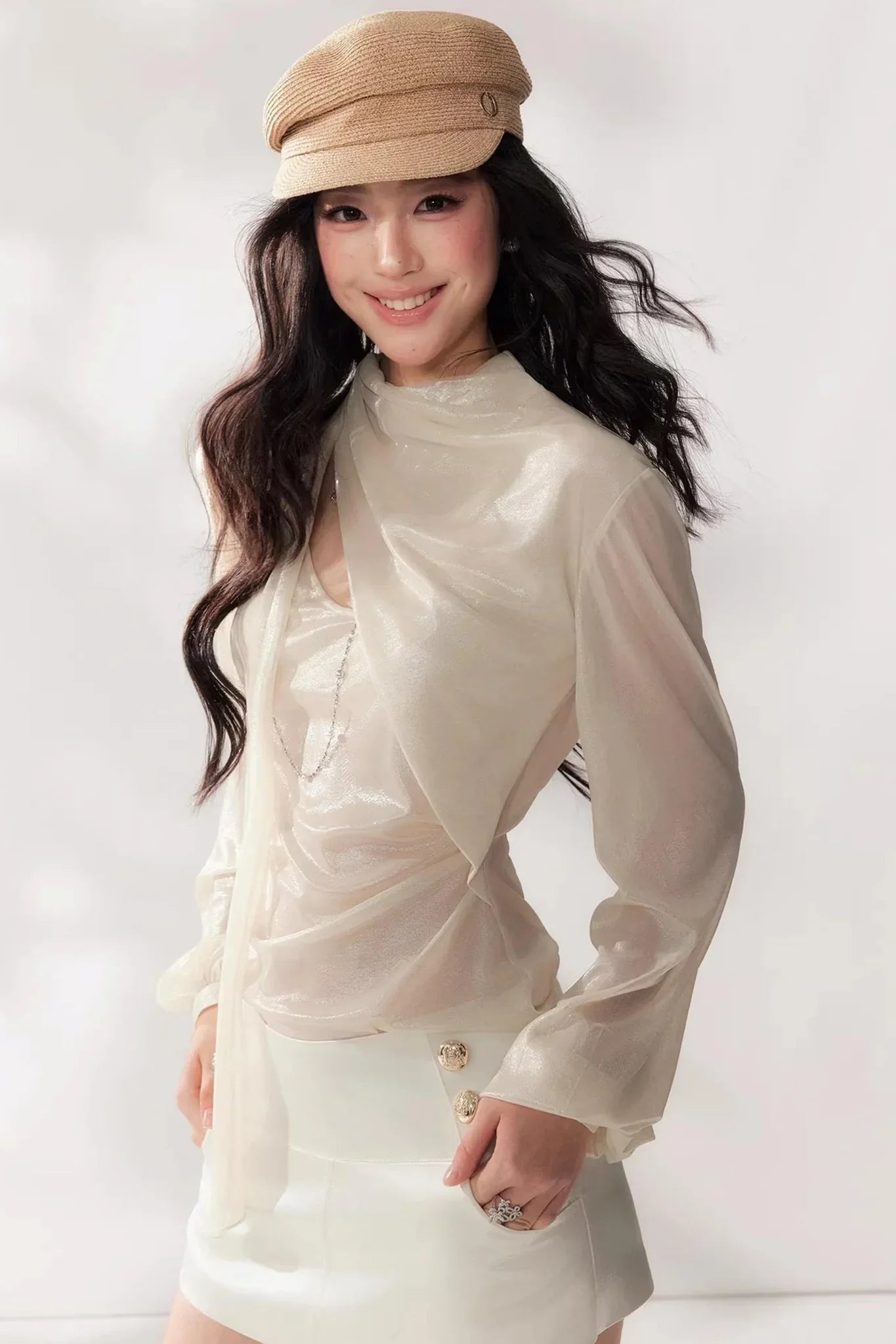 Solid Satin A-Line Skirt