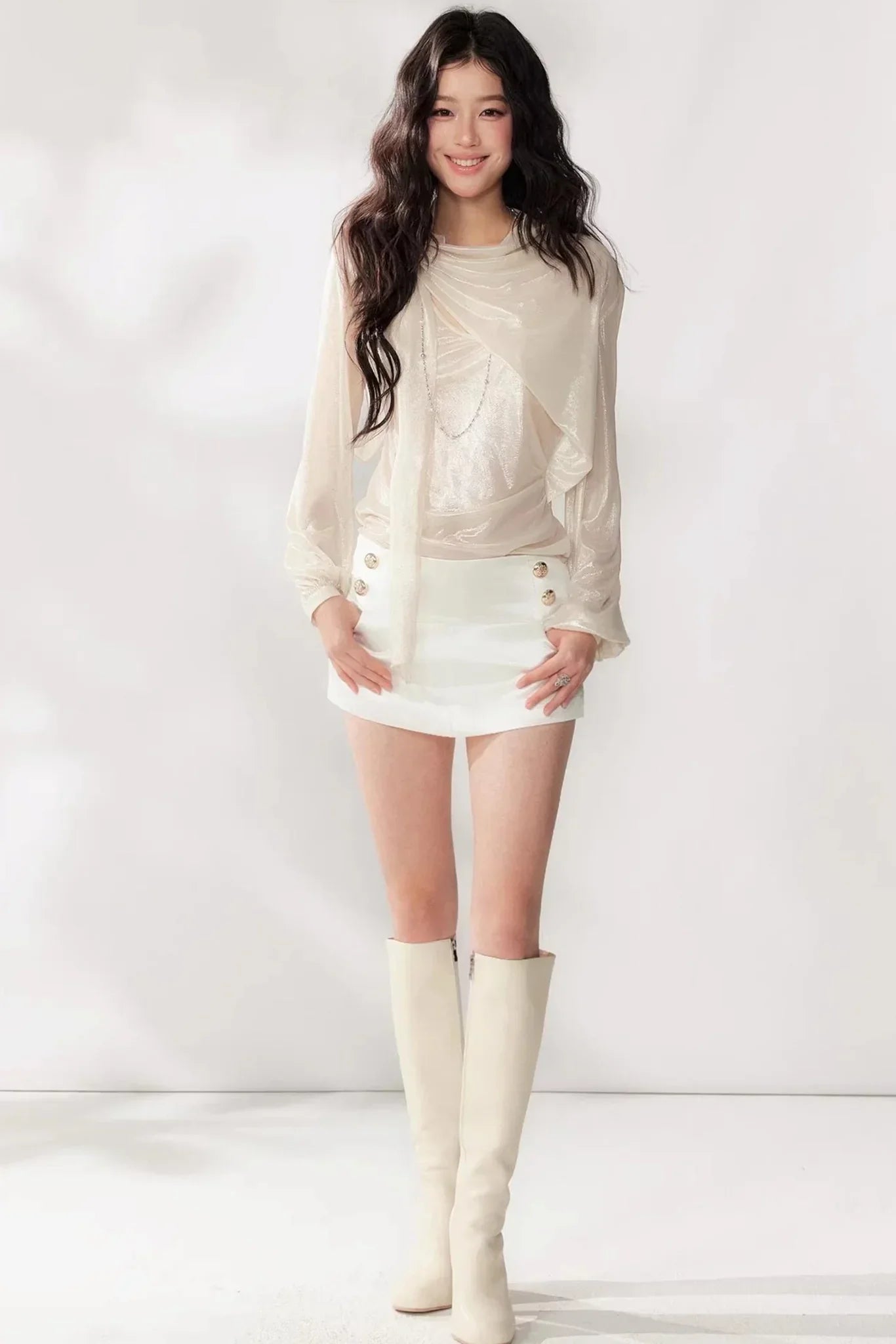 Solid Satin A-Line Skirt
