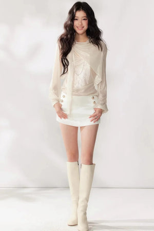 Solid Satin A-Line Skirt
