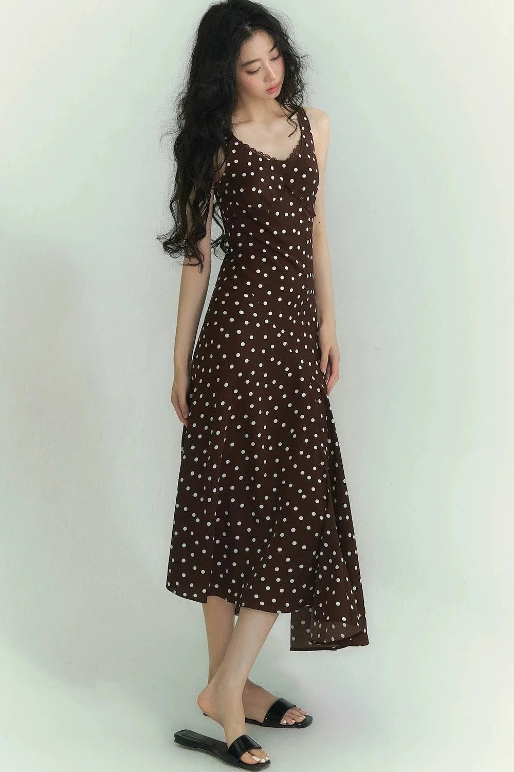 Somesowe Lace Polka Dot Dress