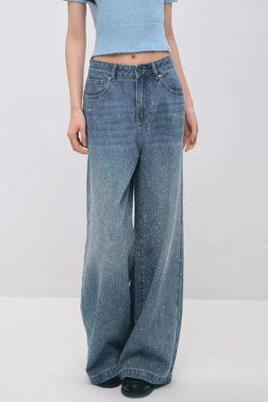 Somesowe Retro Straight-Leg Sparkling Jeans