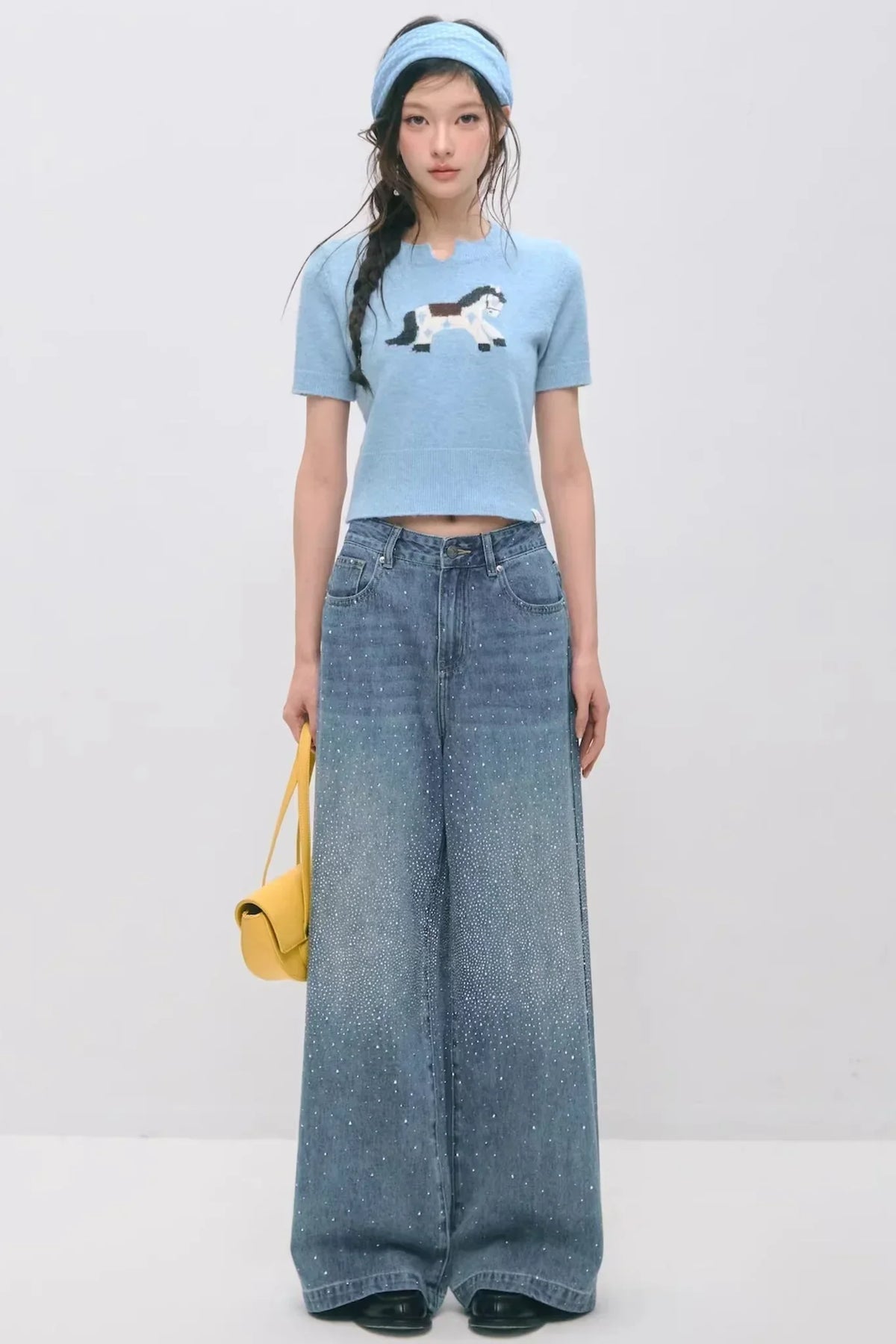 Somesowe Retro Straight-Leg Sparkling Jeans