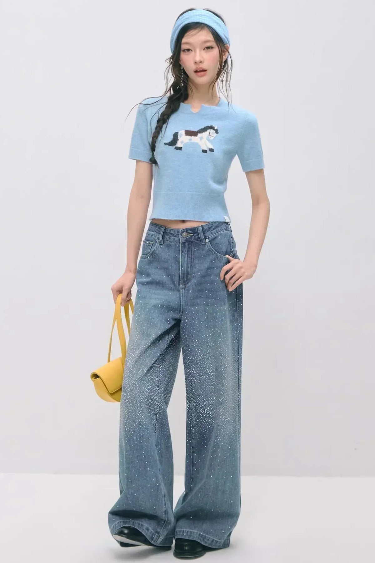 Somesowe Retro Straight-Leg Sparkling Jeans