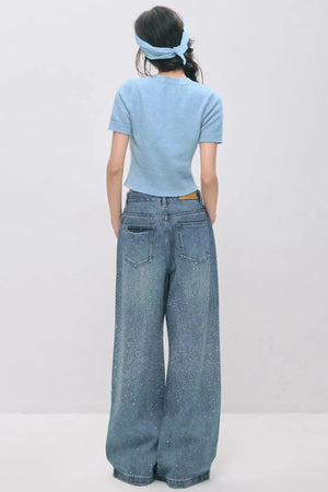 Somesowe Retro Straight-Leg Sparkling Jeans