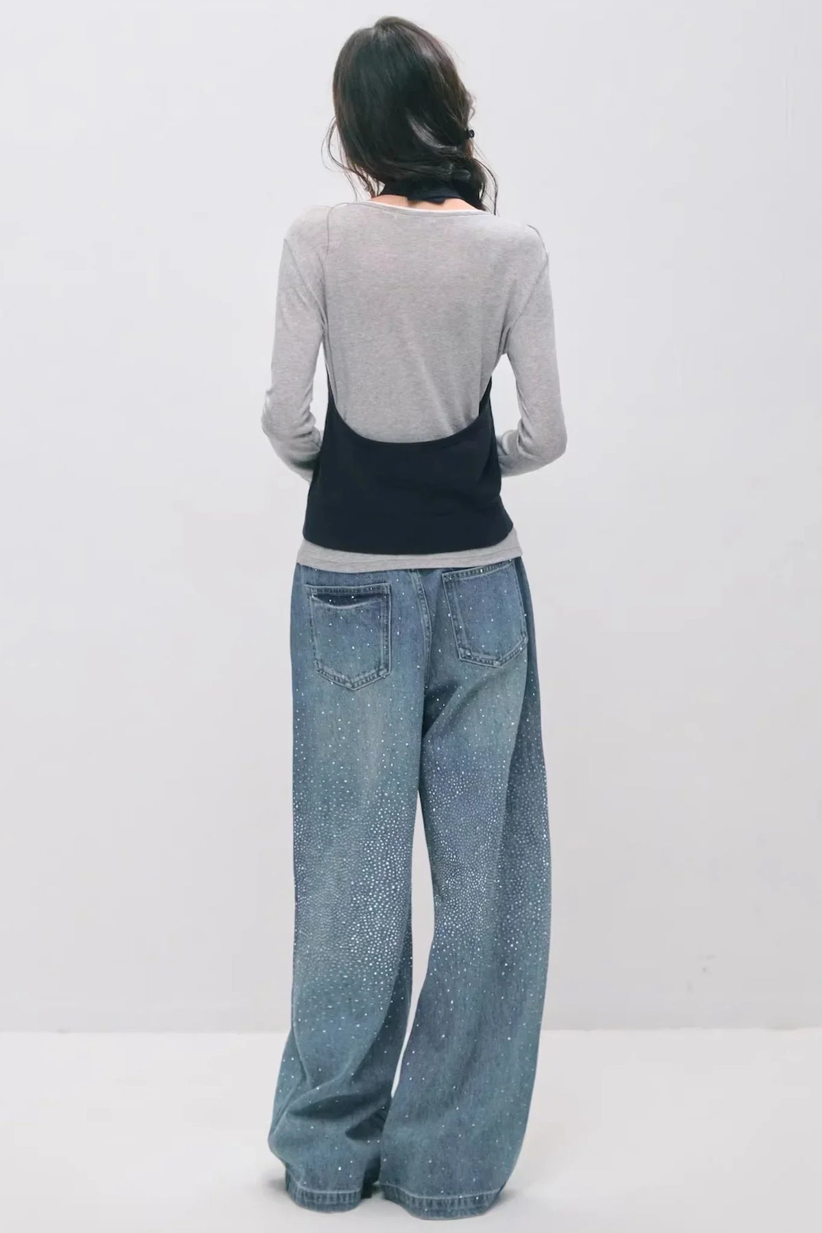 Somesowe Retro Straight-Leg Sparkling Jeans
