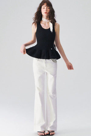 Somesowe White Cloud Elastic Jeans