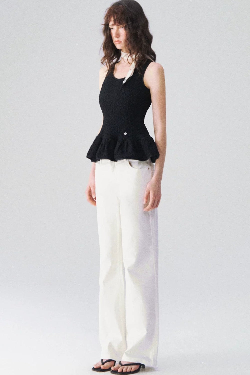 Somesowe White Cloud Elastic Jeans