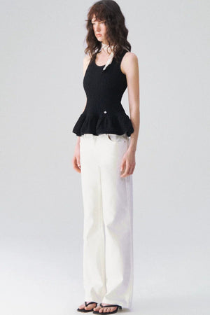 Somesowe White Cloud Elastic Jeans