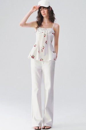 Somesowe White Cloud Elastic Jeans