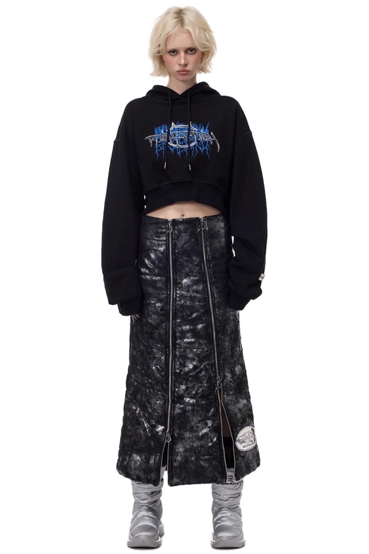 Space Black Quilted Skirt