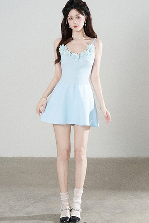 Spaghetti Strap Knitted Dress With Cardigan Set-Up