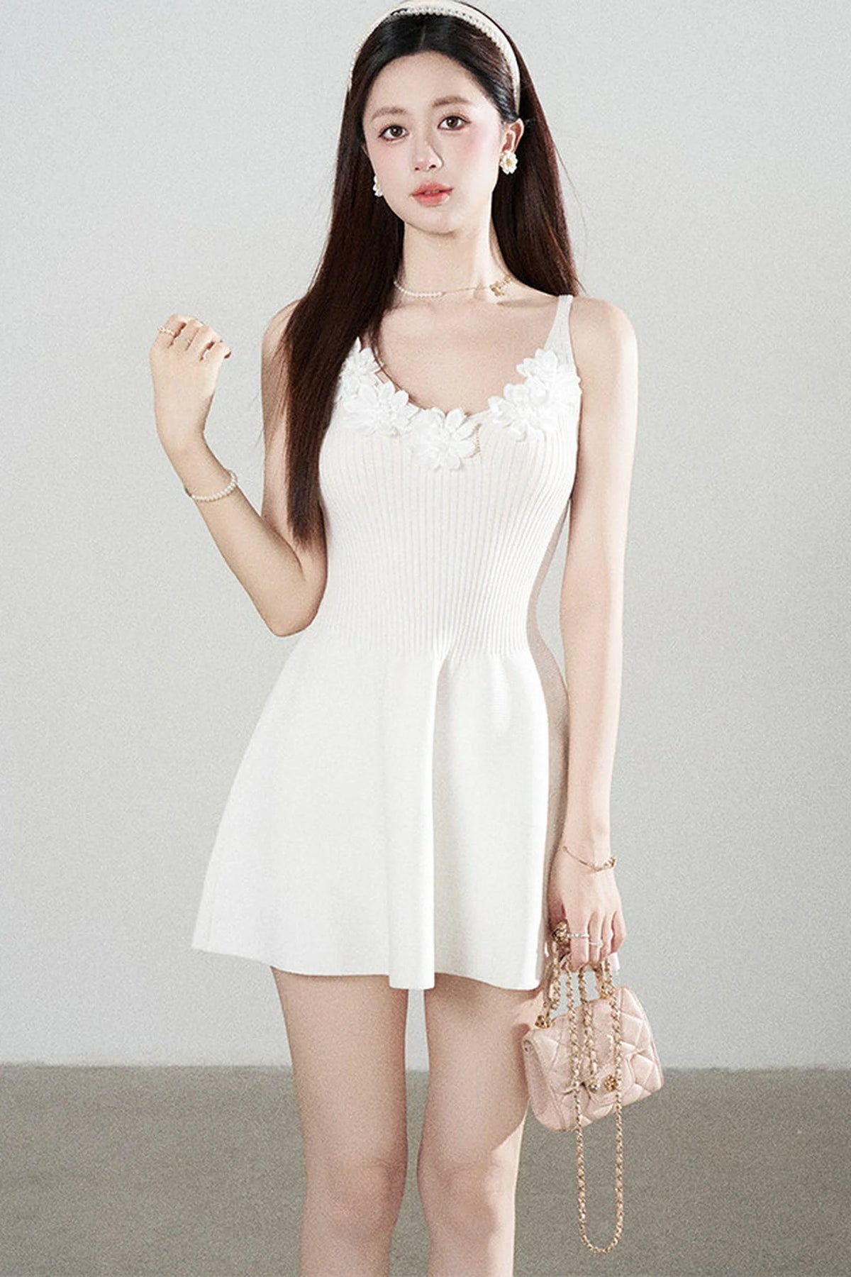 Spaghetti Strap Knitted Dress With Cardigan Set-Up