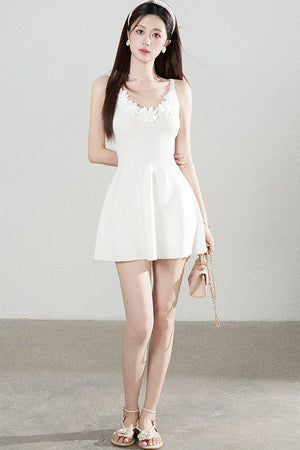 Spaghetti Strap Knitted Dress With Cardigan Set-Up