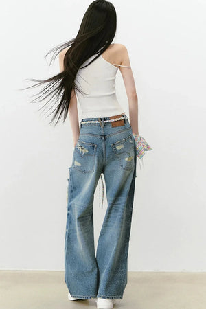 Sparkling Glitter Distressed Pants